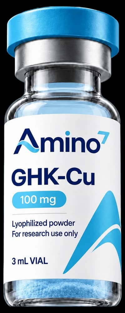 Fiole de GHK-Cu Amino7, photo de laboratoire