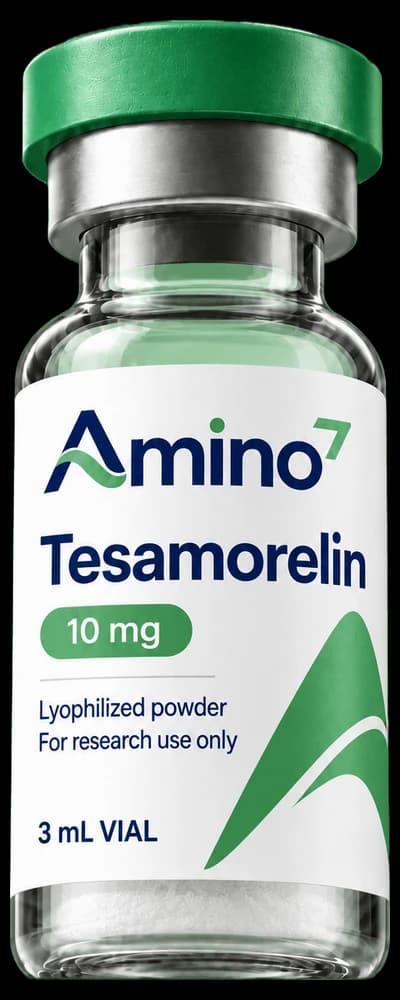 Fiole de Tesamorelin Amino7, photo de laboratoire